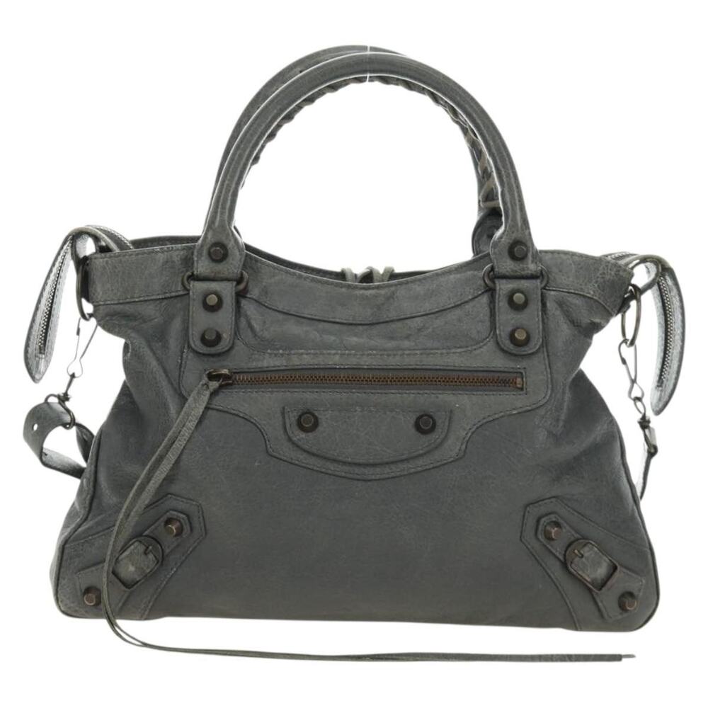 Balenciaga Leather The Town Handbag Gray